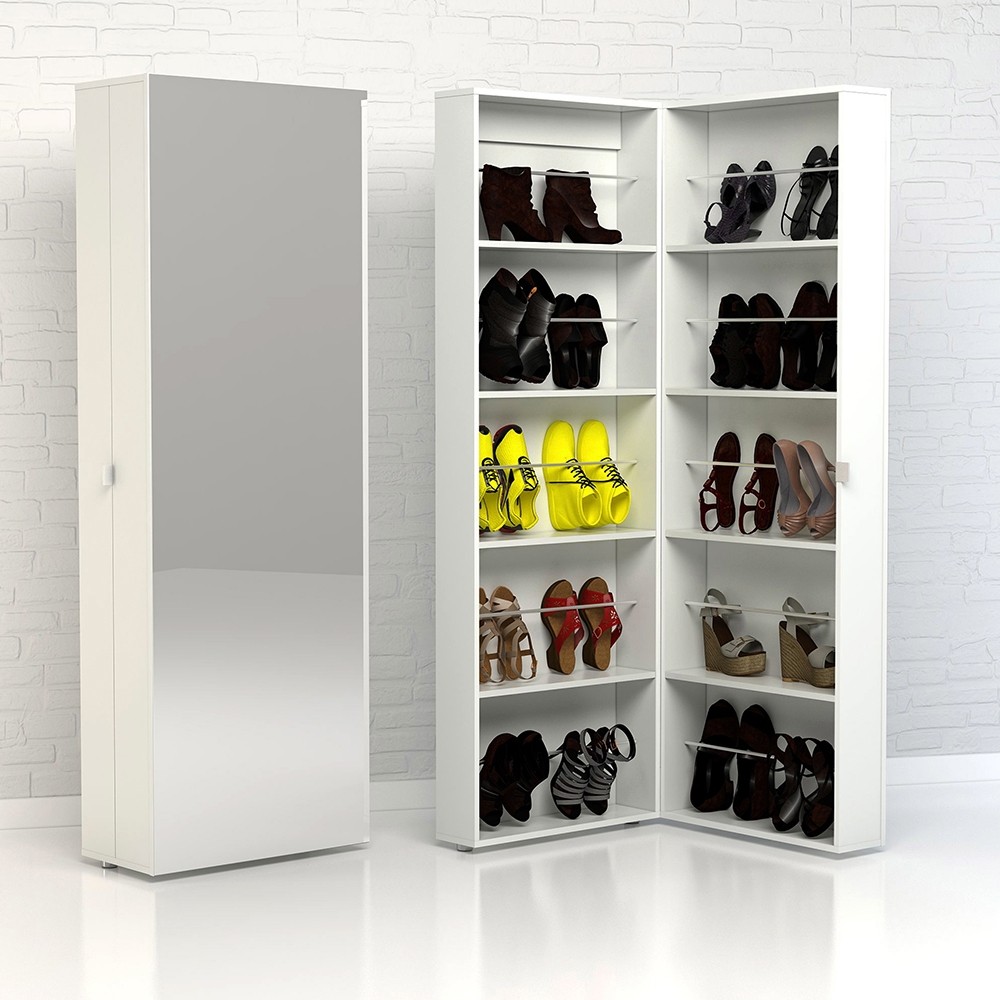 Shoe shelf with deals mirror